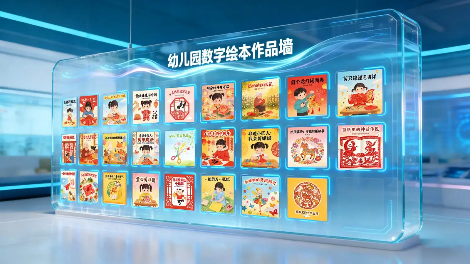 幼儿园数字绘本作品墙